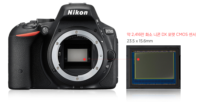 약 2,416만 화소 니콘 DX 포맷 CMOS 센서 23.5 x 15.6mm