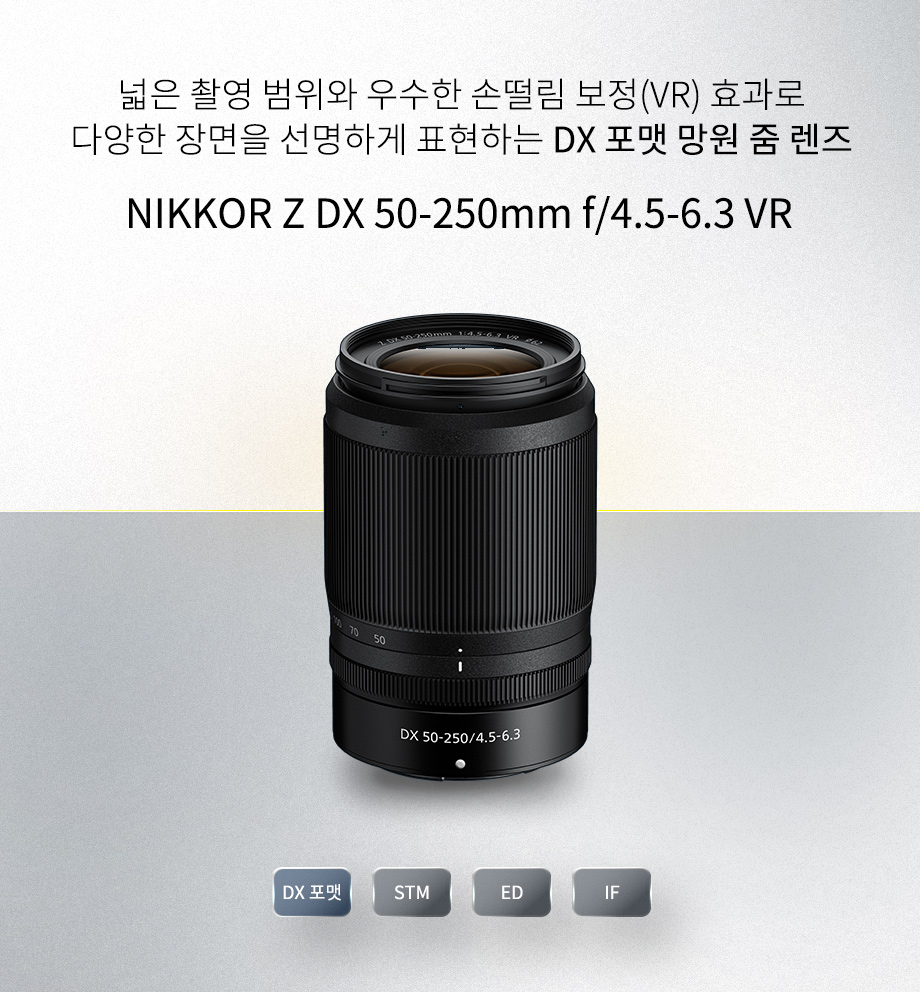 NIKKOR Z DX 50-250mm f/4.5-6.3 VR 상단이미지